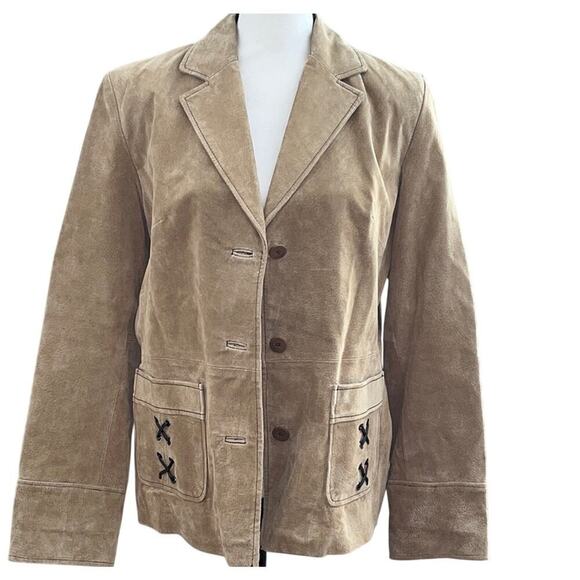 Vintage Jackets & Blazers - Colebrook Women Vintage Leather Suede Western Jacket Size Medium Tan